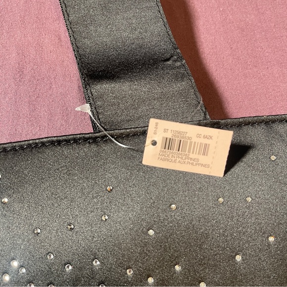 Victoria's Secret Black Rhinestone Tote Bag - New with Tags Large Zipper Bag - Picture 4 of 6